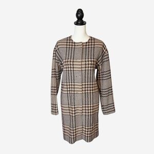 J Jill Longline Jacket Oversized Wool Blend Plaid Snap Front